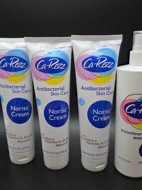4ct Ca-Rezz Antibacterial Norisc Cream 9.7 oz & 4ct Incontinent Wash 16 oz